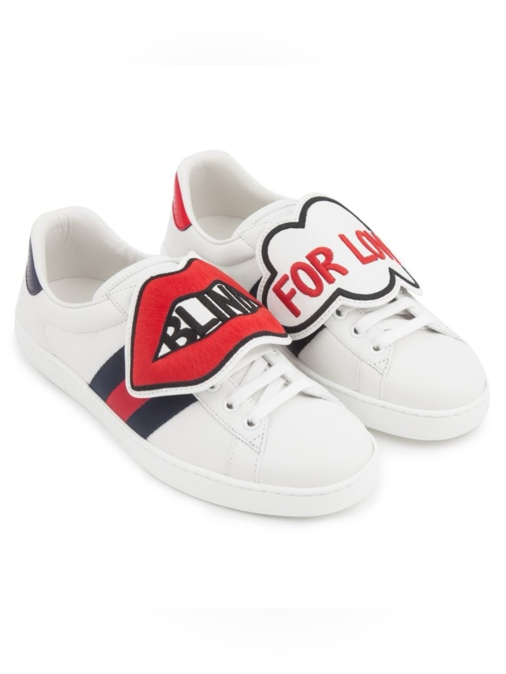 Gucci Leather Ace Sneakers with Red & Blue Patch BLIND FOR LOVE